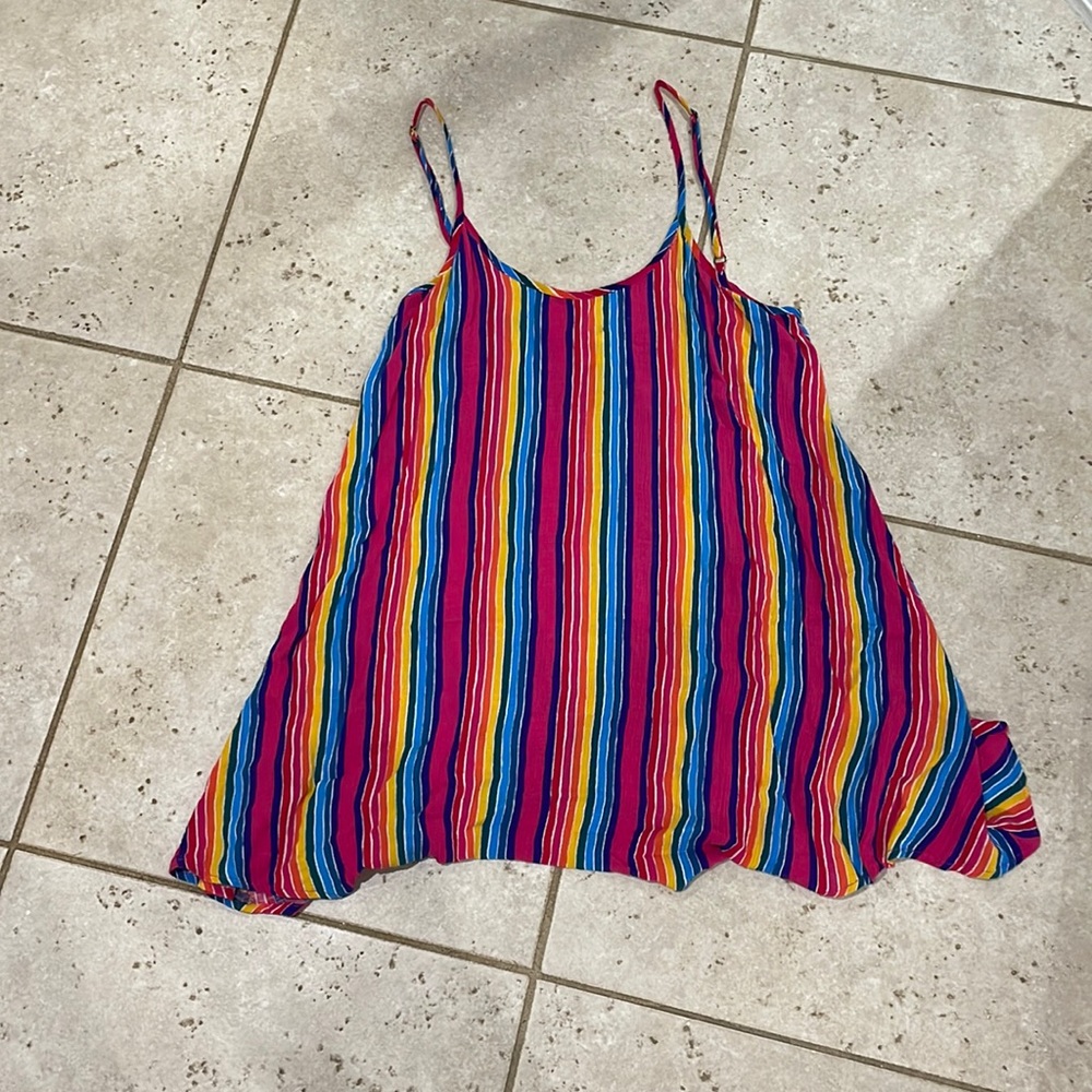 Show Me Your MuMu adjustable strap colorful stripped mini dress